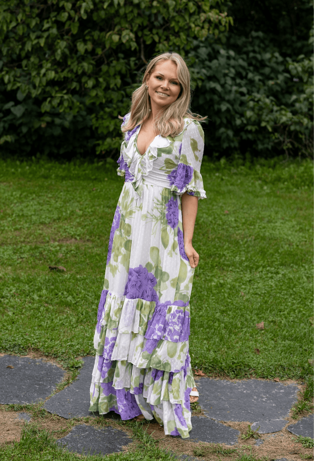 Dotted Georgette Rouching Dress Purple Flowerfield | Kjoler | Smuk - Dameklær på nett