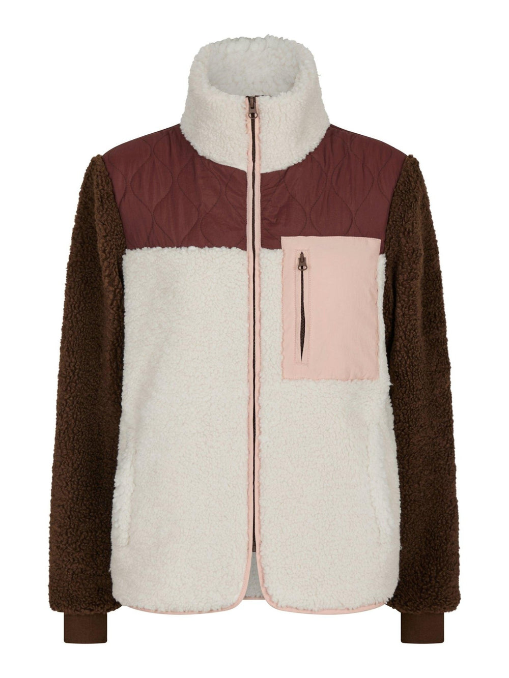 Eagle Contrast Teddy Jacket Burgundy | Yttertøy | Smuk - Dameklær på nett