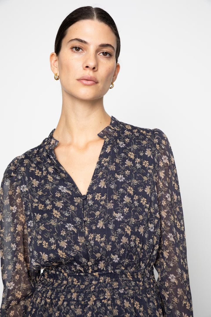 Eira Dress Navy Dahlia Print | Kjoler | Smuk - Dameklær på nett