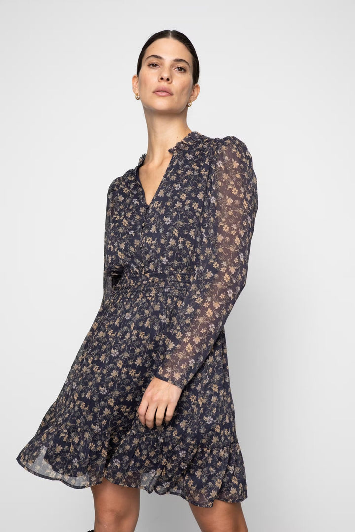 Eira Dress Navy Dahlia Print | Kjoler | Smuk - Dameklær på nett