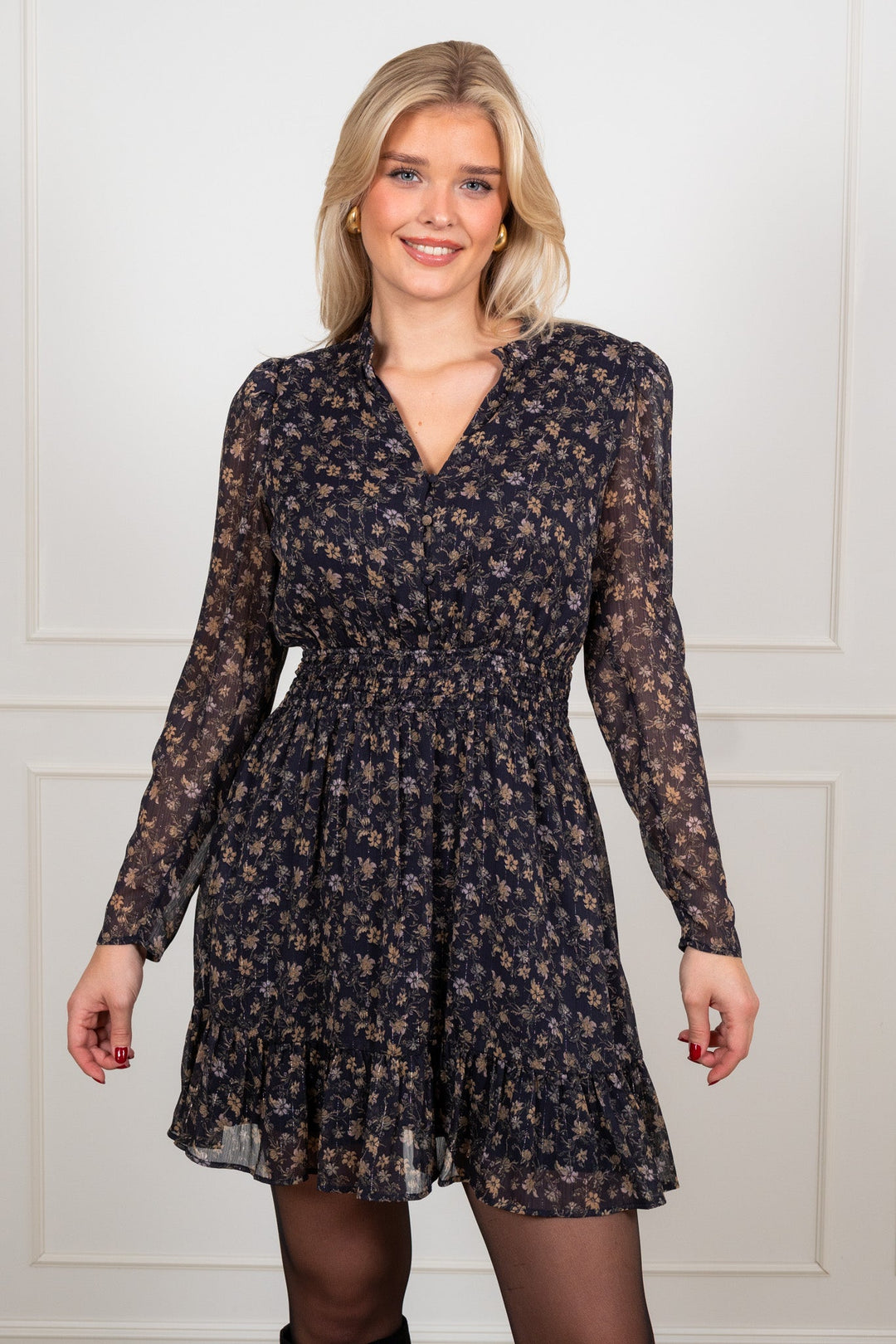 Eira Dress Navy Dahlia Print | Kjoler | Smuk - Dameklær på nett