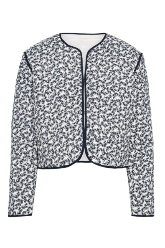 Elvera Jacket Navy Rosehip Print | Yttertøy | Smuk - Dameklær på nett