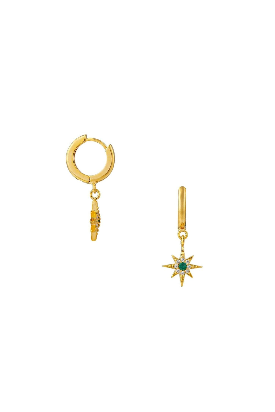 Emerald Starburst Pavé Huggie Hoop Earrings | Accessories | Smuk - Dameklær på nett