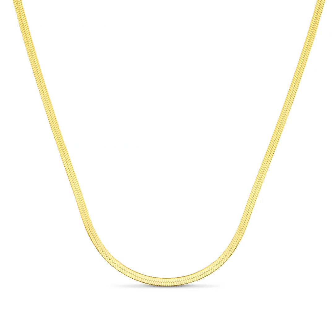 Flat Snake Chain Necklace 15" Pale Gold | Accessories | Smuk - Dameklær på nett