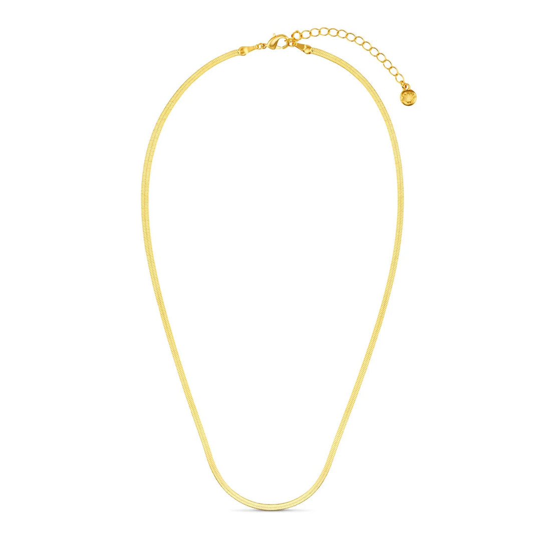 Flat Snake Chain Necklace 15" Pale Gold | Accessories | Smuk - Dameklær på nett