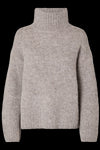 Gabella Ls Knit High-Neck Steel Gray Melange