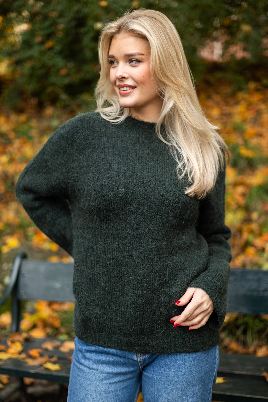 Gabella Ls Knit O - Neck Camp Scarab | Genser | Smuk - Dameklær på nett