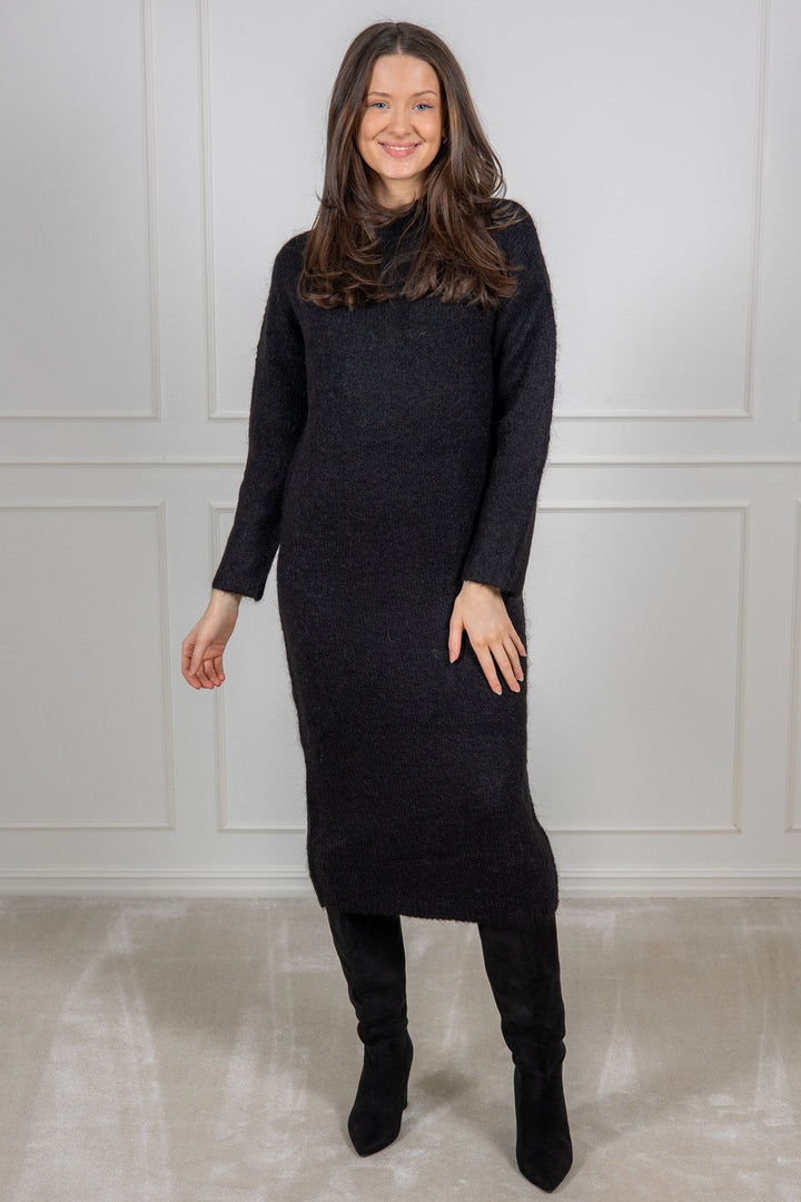 Gabella Ls Knit O - Neck Dress Camp Black | Kjoler | Smuk - Dameklær på nett