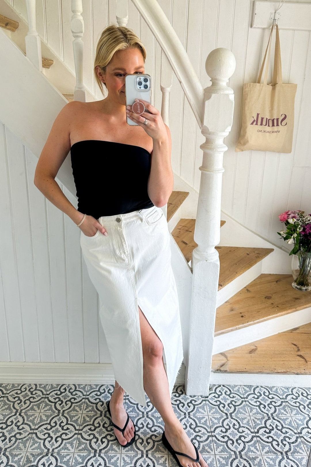 Gemma Rigid Denim Skirt Off White | Skjørt | Smuk - Dameklær på nett