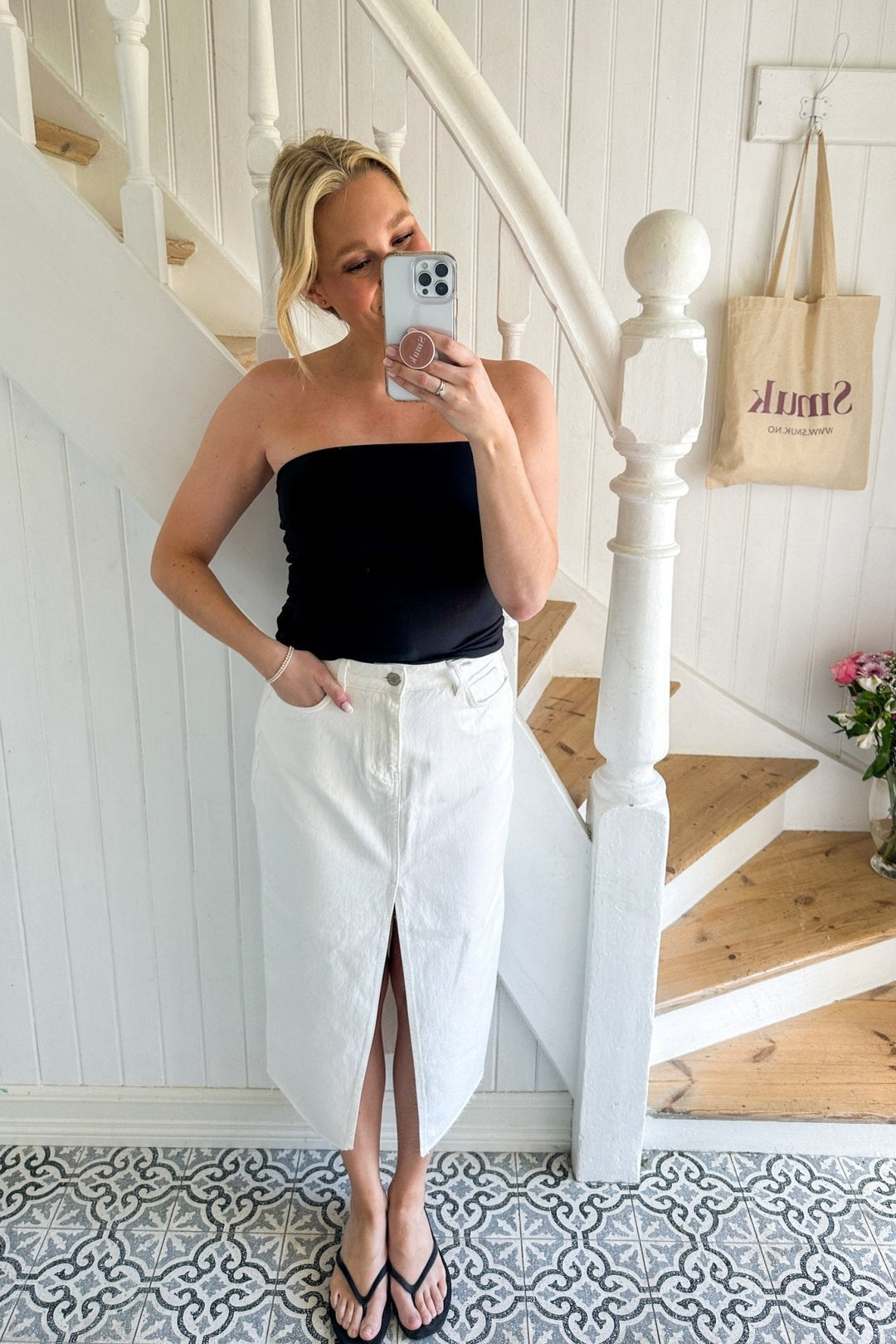 Gemma Rigid Denim Skirt Off White | Skjørt | Smuk - Dameklær på nett