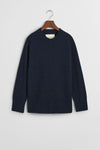 Herringbone Detail Crew Neck Sweater Evening Blue