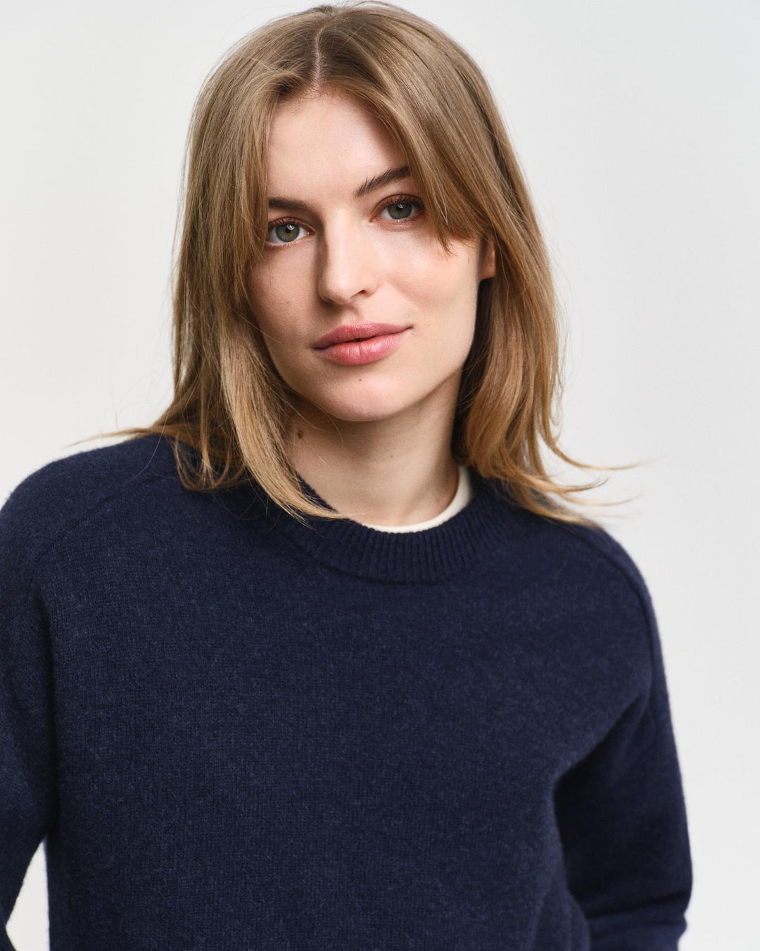 Herringbone Detail Crew Neck Sweater Evening Blue | Genser | Smuk - Dameklær på nett