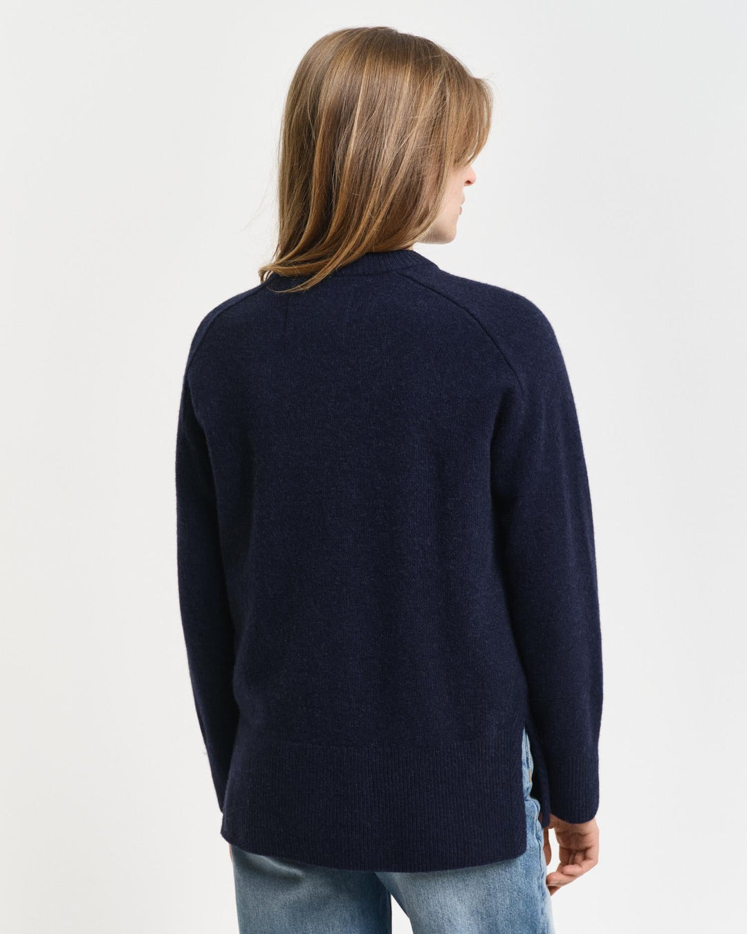 Herringbone Detail Crew Neck Sweater Evening Blue | Genser | Smuk - Dameklær på nett