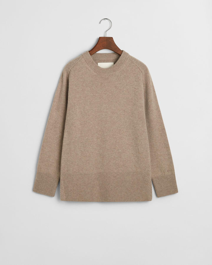 Herringbone Detail Crew Neck Sweater Warm Grey | Genser | Smuk - Dameklær på nett