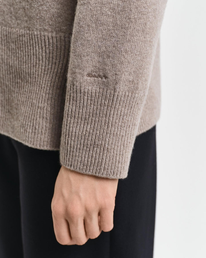 Herringbone Detail Crew Neck Sweater Warm Grey | Genser | Smuk - Dameklær på nett