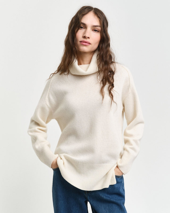 Herringbone Detail Turtleneck Cream | Genser | Smuk - Dameklær på nett