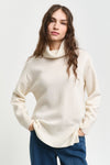 Herringbone Detail Turtleneck Cream