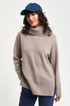 Herringbone Detail Turtleneck warm grey