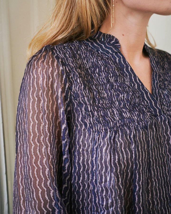 Jilliana Print Blouse Navy | Skjorter og bluser | Smuk - Dameklær på nett