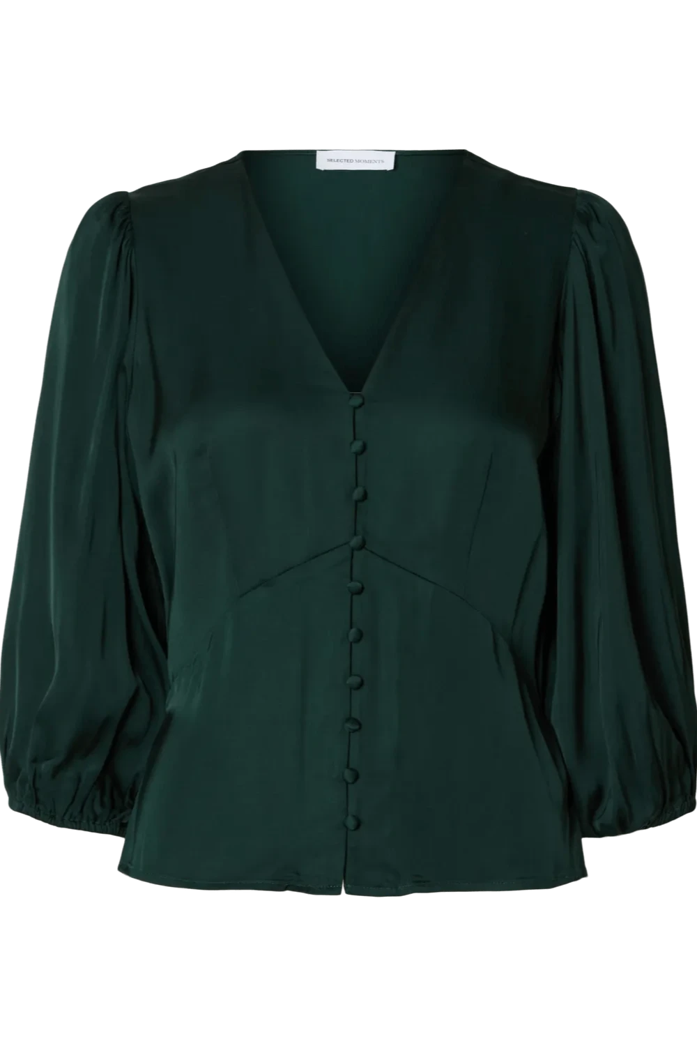 Jyline 3/4 Buttoned Satin Top B Scarab | Topper | Smuk - Dameklær på nett