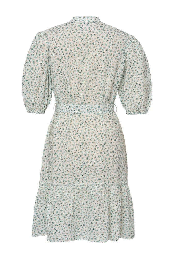 Kate Short Sleeve Dress White/Green | Kjoler | Smuk - Dameklær på nett