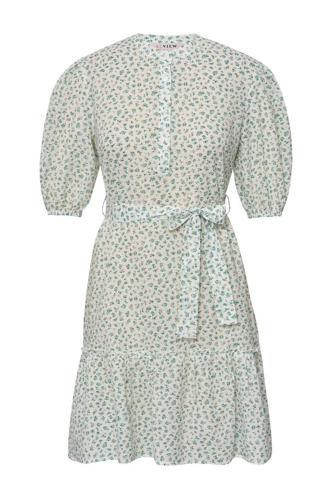 Kate Short Sleeve Dress White/Green | Kjoler | Smuk - Dameklær på nett