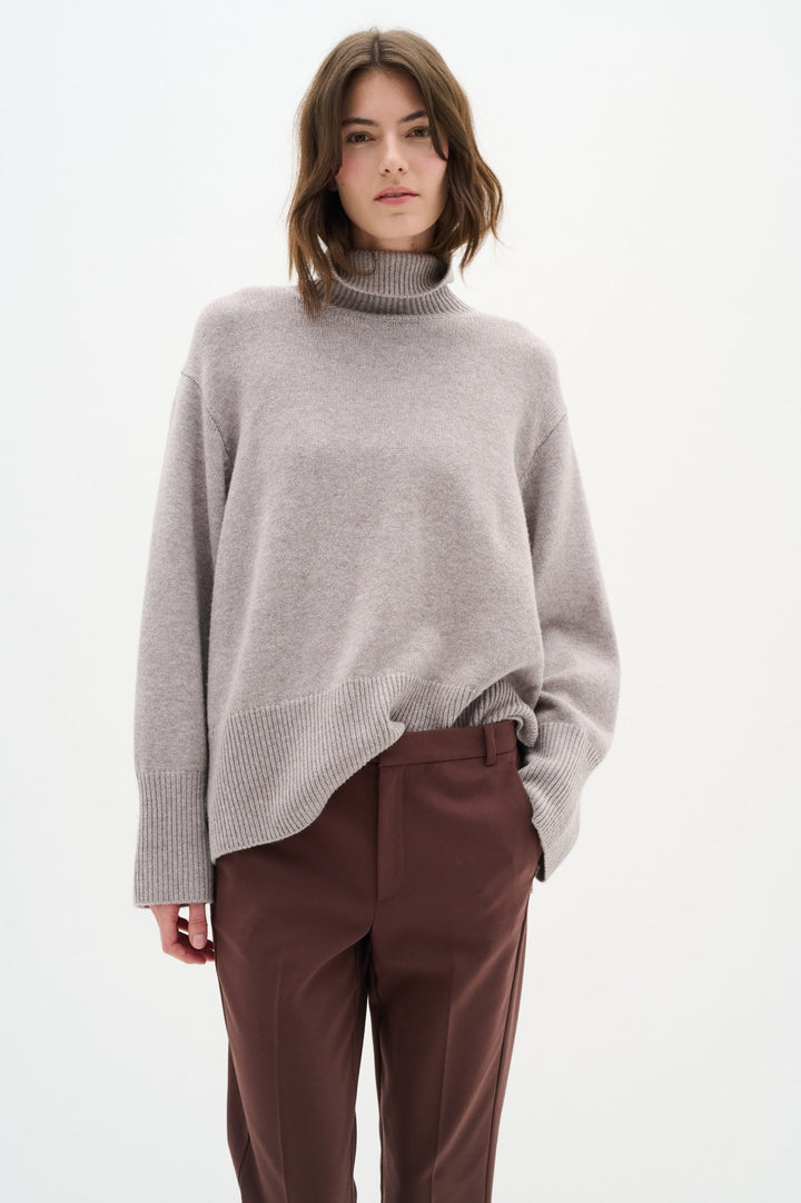 Kaxyiw Turtleneck Pullover Sandy Grey Melange | Genser | Smuk - Dameklær på nett