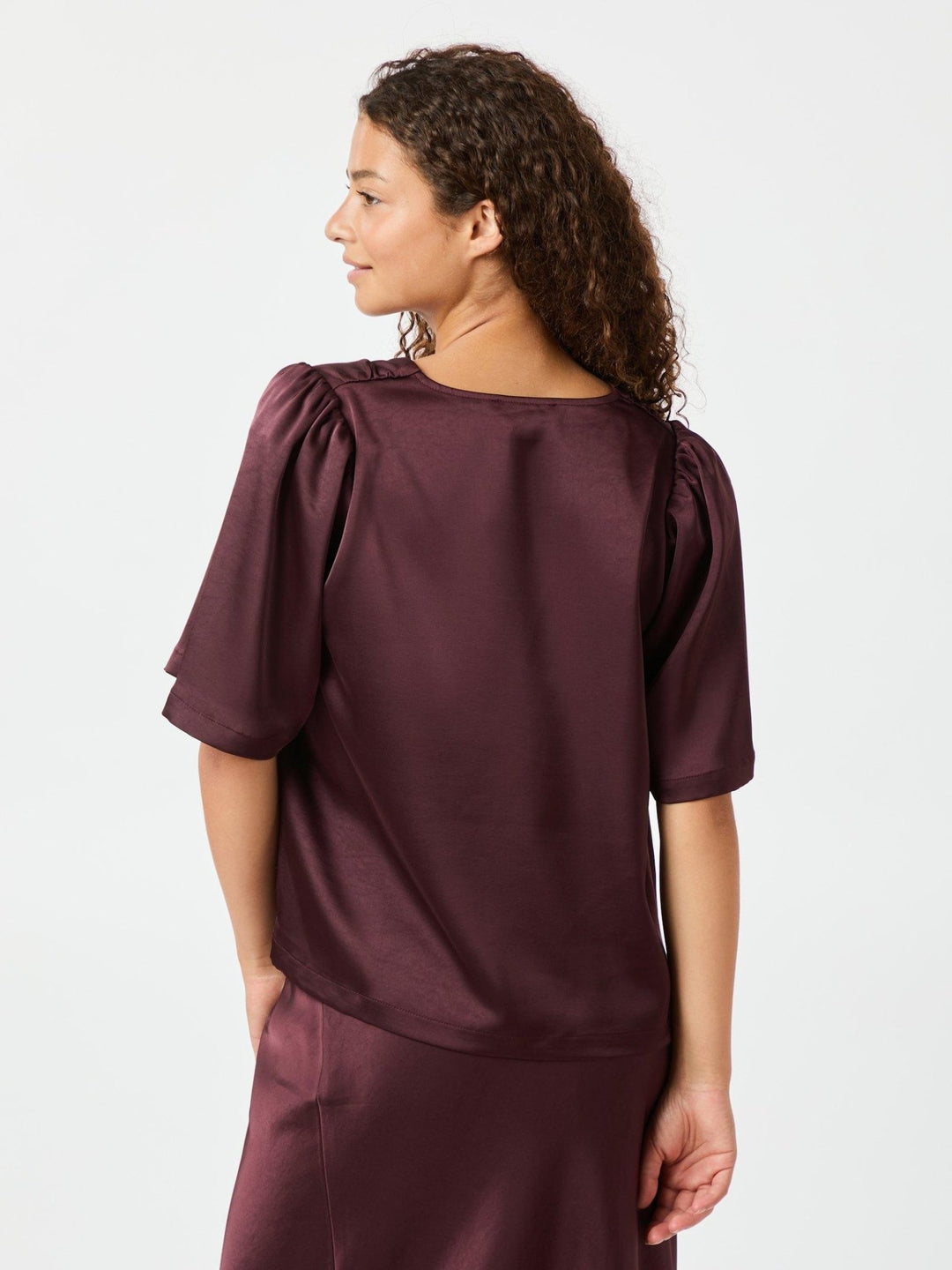 Largo Heavy Sateen Blouse Burgundy | Skjorter og bluser | Smuk - Dameklær på nett