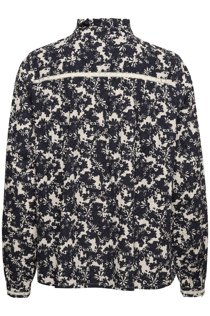 Leolupw Shirt Dark Navy Contrast Flower | Skjorter og bluser | Smuk - Dameklær på nett