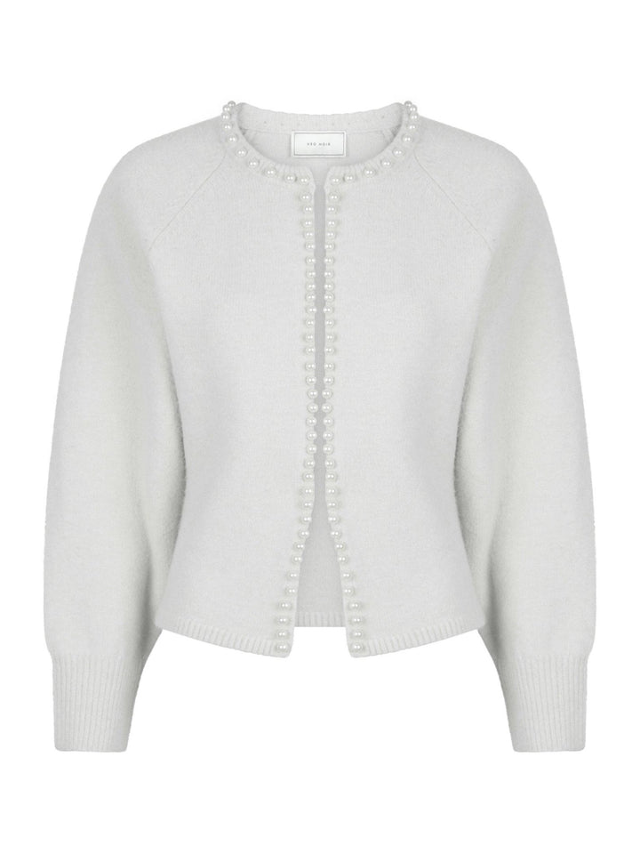 Lilly Pearl Knit Cardigan Light Grey Melange | Genser | Smuk - Dameklær på nett