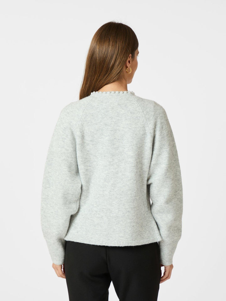 Lilly Pearl Knit Cardigan Light Grey Melange | Genser | Smuk - Dameklær på nett