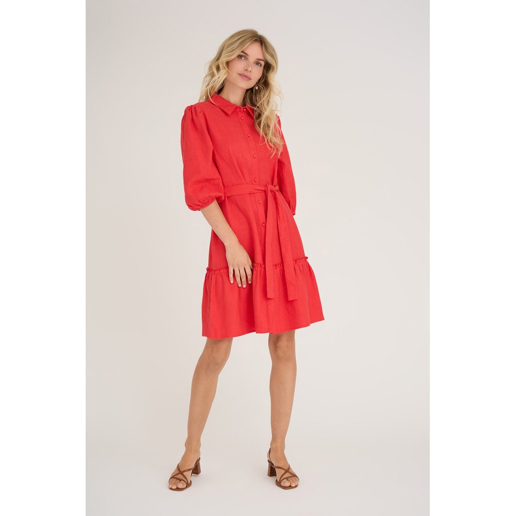 Linen Dress Red | Kjoler | Smuk - Dameklær på nett