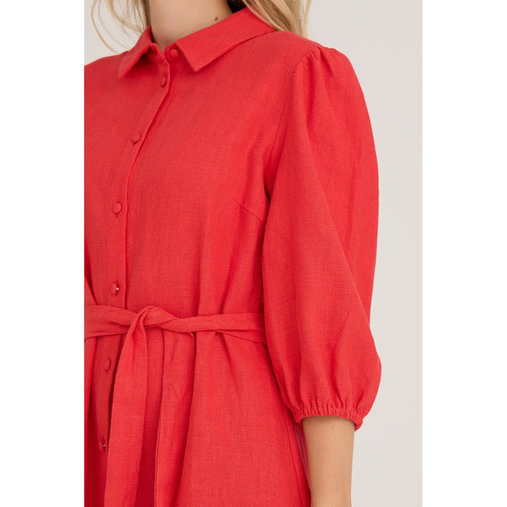 Linen Dress Red | Kjoler | Smuk - Dameklær på nett