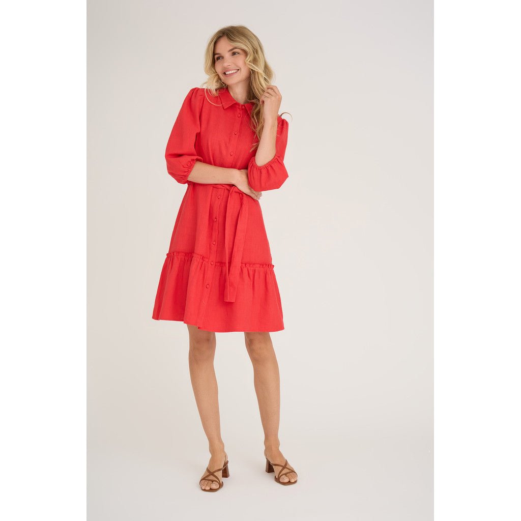 Linen Dress Red | Kjoler | Smuk - Dameklær på nett