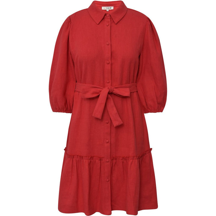 Linen Dress Red | Kjoler | Smuk - Dameklær på nett