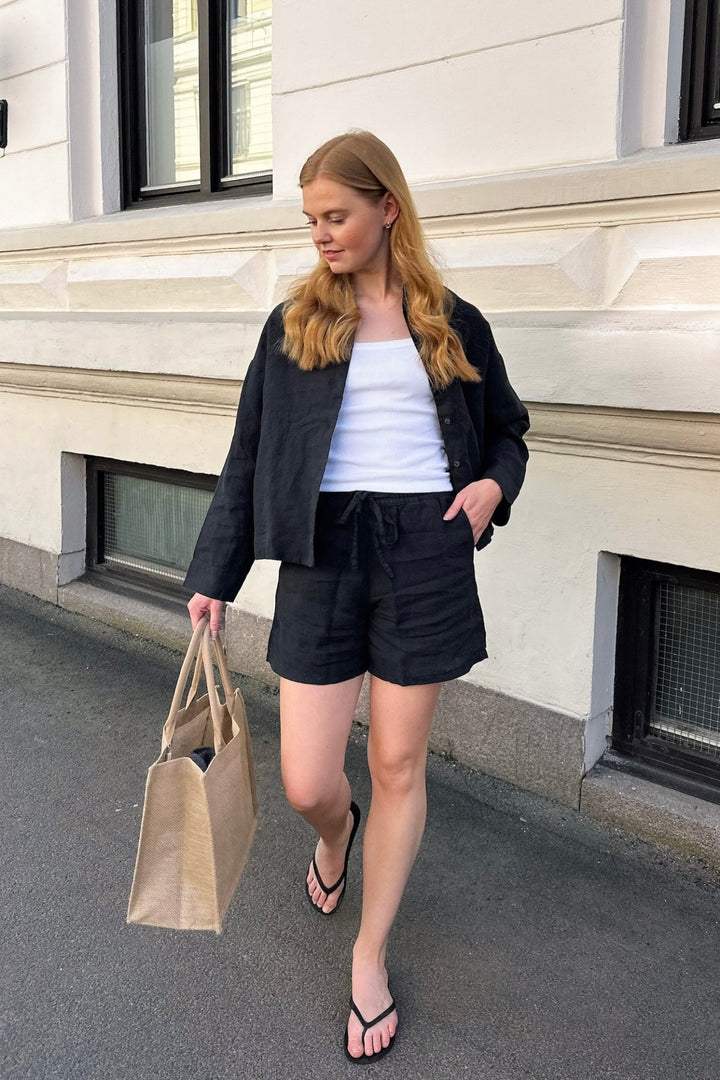 Linnie Mw Linen Shorts Black | Shorts | Smuk - Dameklær på nett