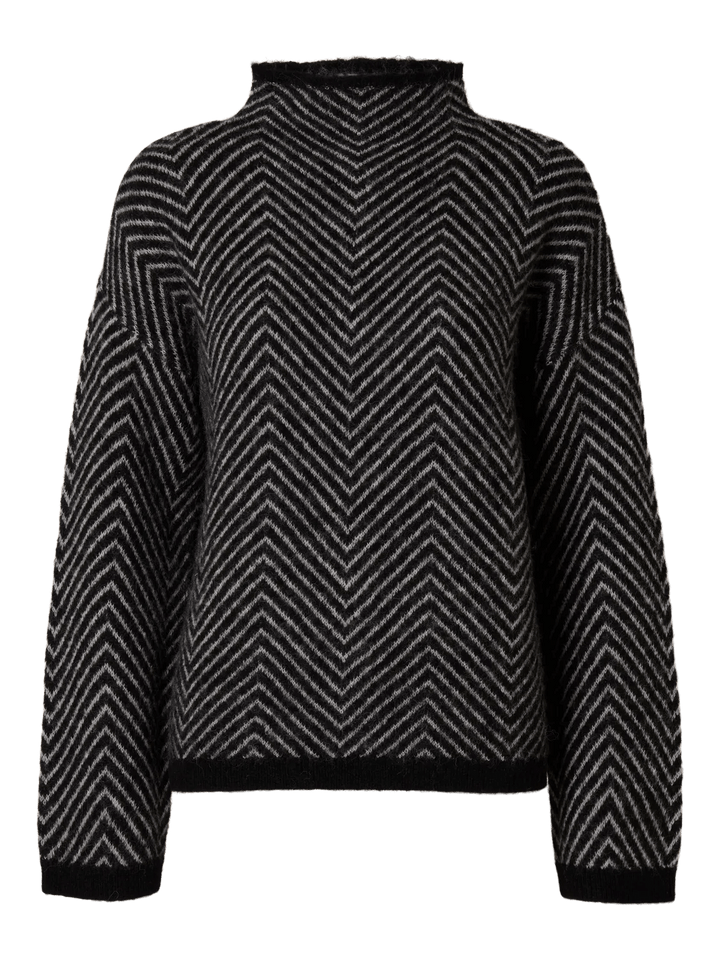 Lulu Ls Herringbone Knit High Neck Black Birch | Genser | Smuk - Dameklær på nett