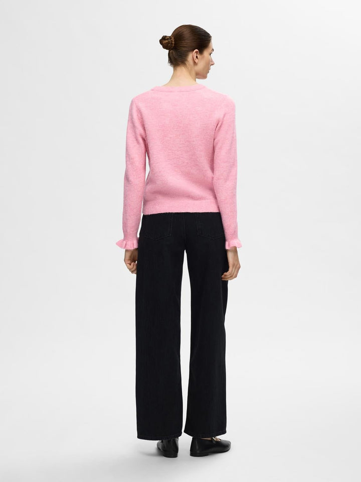 Lulu Ls Knit Frill Cuff O - Neck Peony Melange | Genser | Smuk - Dameklær på nett