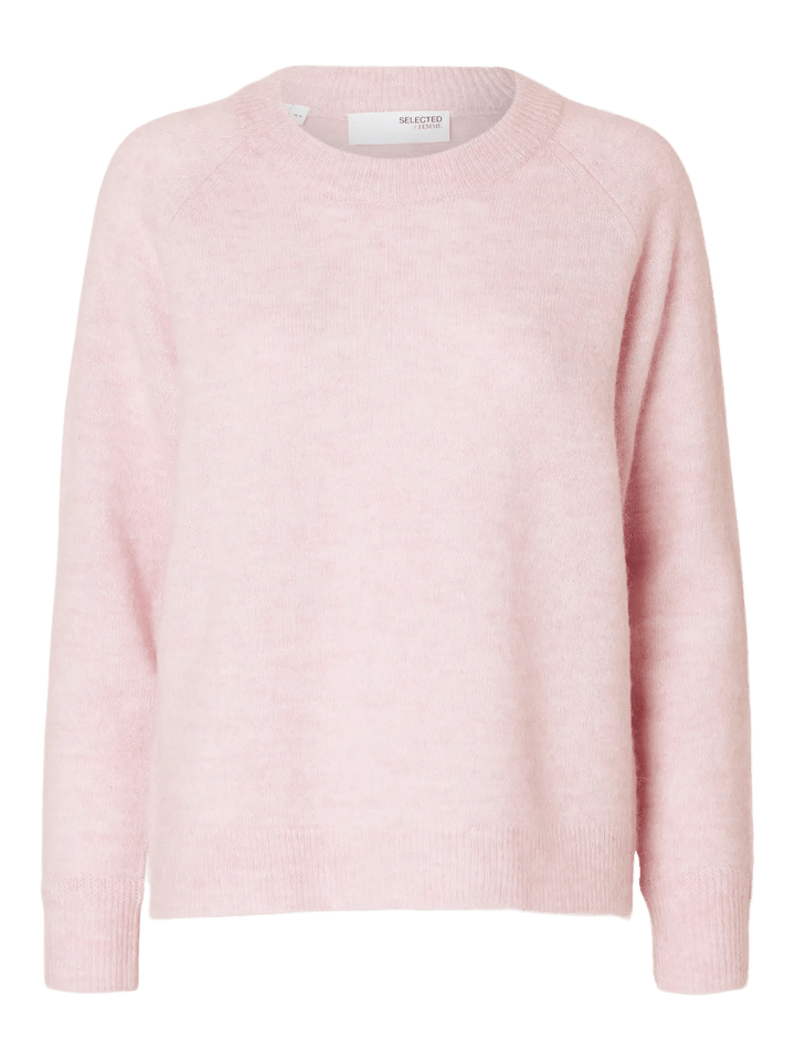 Lulu Ls Knit O - Neck Bleached Mauve Melange | Genser | Smuk - Dameklær på nett