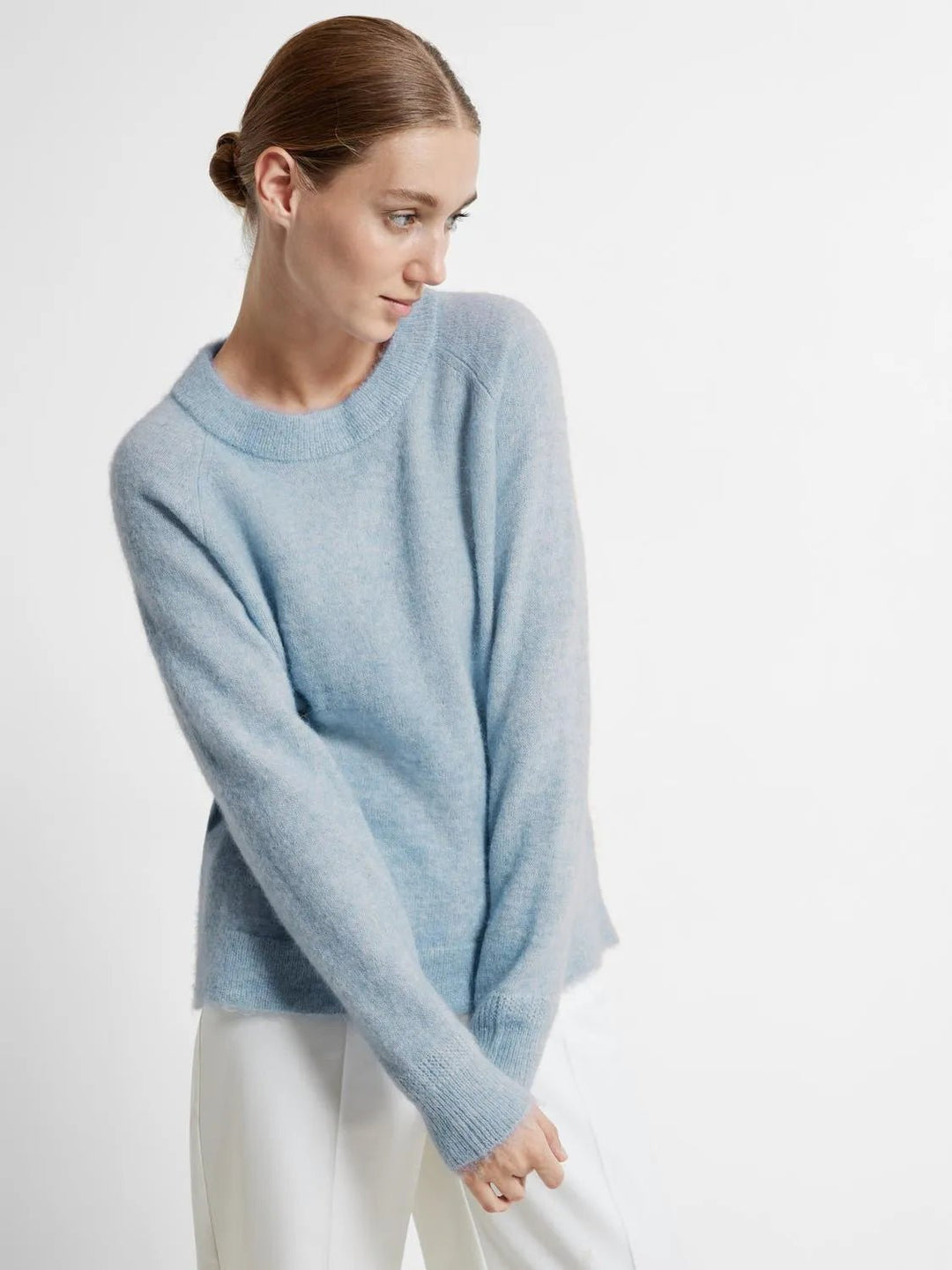 Lulu Ls Knit O - Neck Cashmere Blue Melange | Genser | Smuk - Dameklær på nett