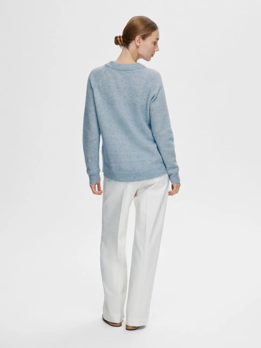 Lulu Ls Knit O - Neck Cashmere Blue Melange | Genser | Smuk - Dameklær på nett