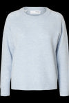 Lulu Ls Knit O-Neck Cashmere Blue Melange