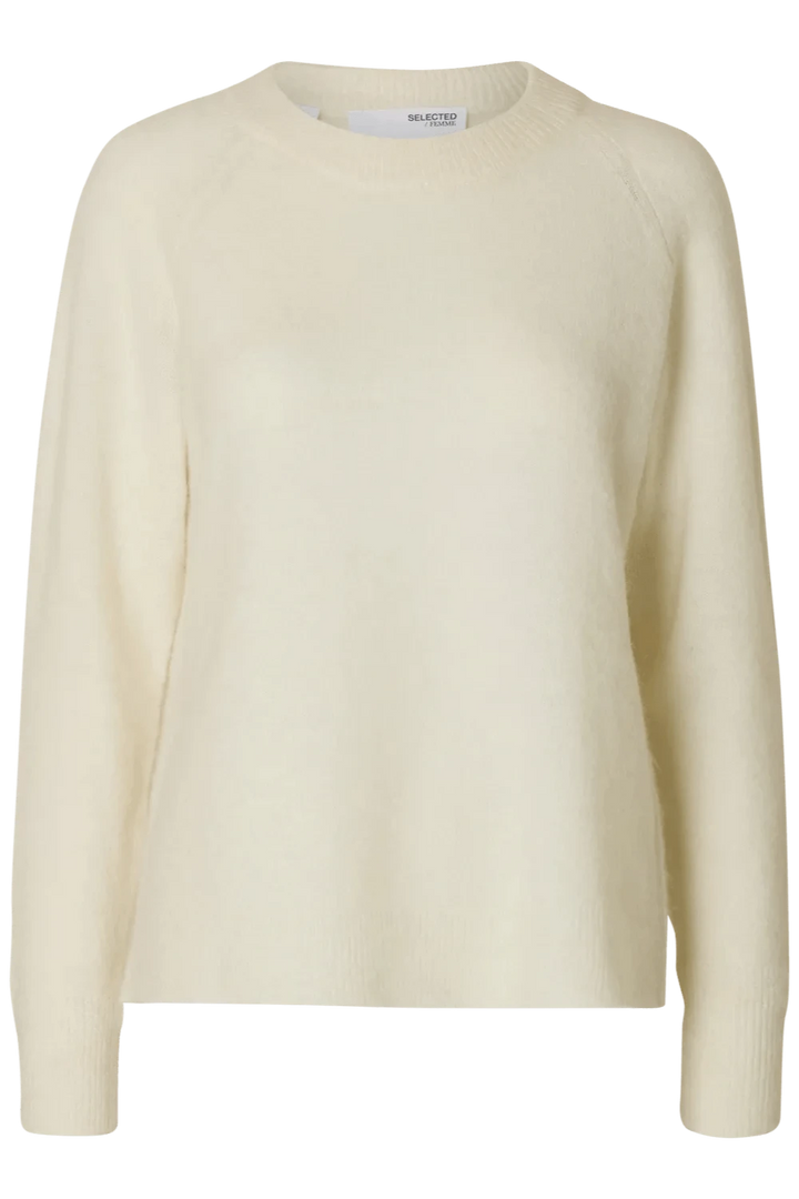 Lulu Ls Knit O - Neck Snow White Melange | Genser | Smuk - Dameklær på nett