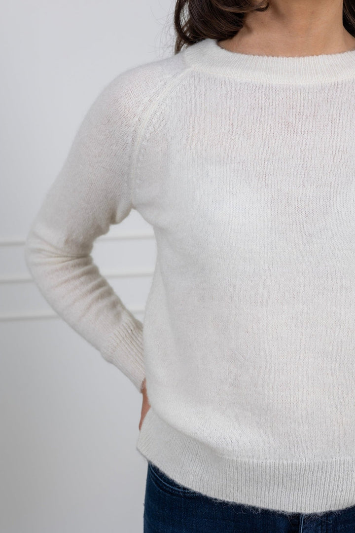 Lulu Ls Knit O - Neck Snow White Melange | Genser | Smuk - Dameklær på nett