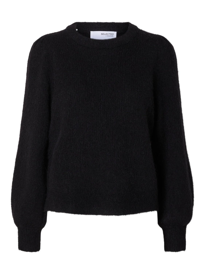 Lulu Ls Knit Rib O - Neck Black | Genser | Smuk - Dameklær på nett