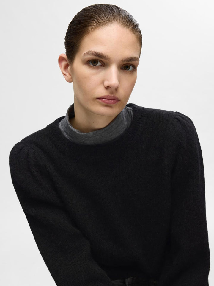 Lulu Ls Knit Rib O - Neck Black | Genser | Smuk - Dameklær på nett