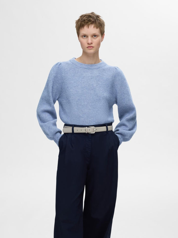 Lulu Ls Knit Rib O - Neck Endless Sky Melange | Genser | Smuk - Dameklær på nett