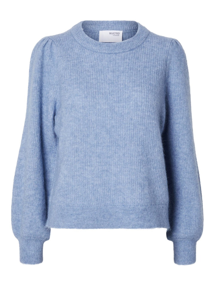 Lulu Ls Knit Rib O - Neck Endless Sky Melange | Genser | Smuk - Dameklær på nett