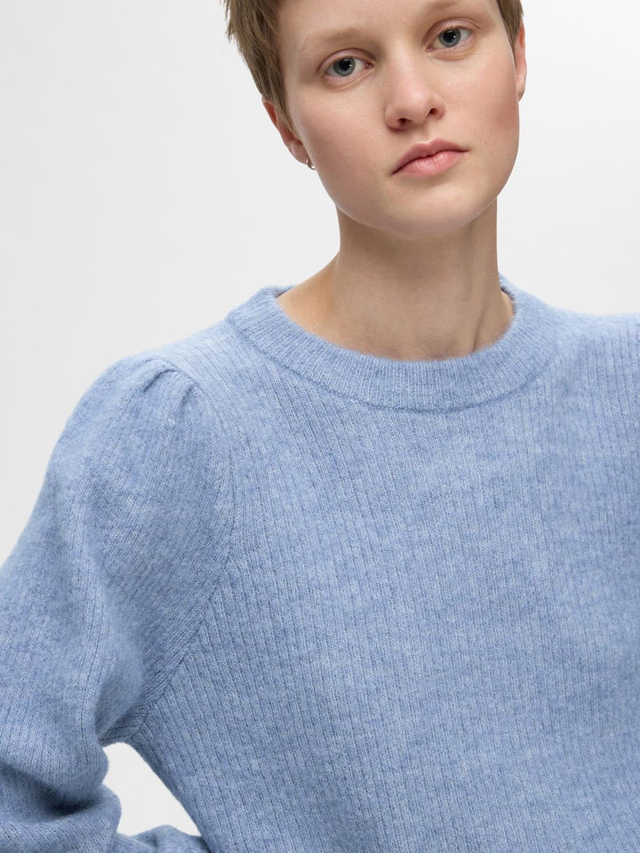 Lulu Ls Knit Rib O - Neck Endless Sky Melange | Genser | Smuk - Dameklær på nett