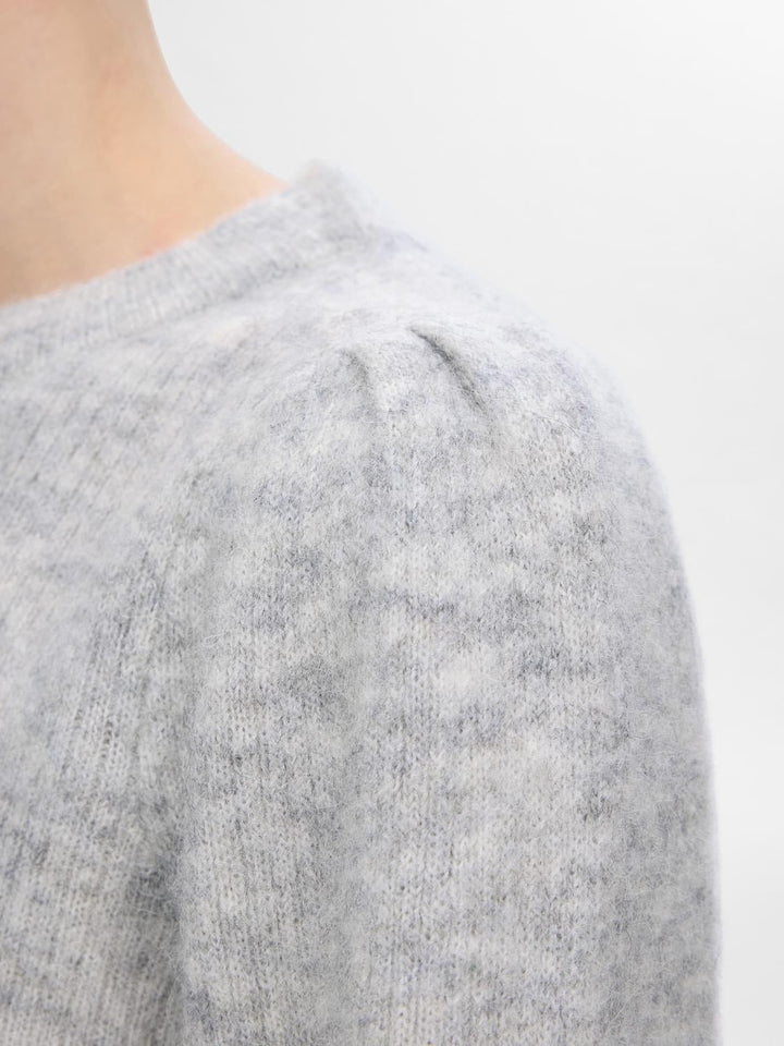 Lulu Ls Knit Rib O - Neck Light Grey Melange | Genser | Smuk - Dameklær på nett